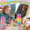 Creative DIY Gemstone Sticker Water Bottle for Kids, 600ml Rainbow Unicorn, Reusable Student Thermos, Holiday Gift for Boys & Girls Ages 4-10