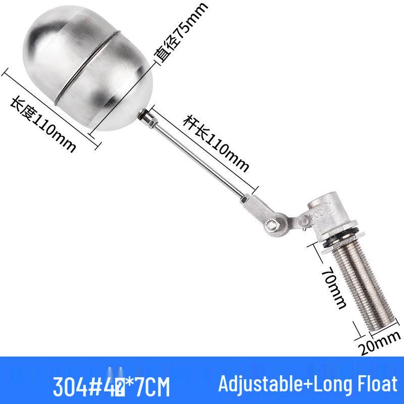 4-Point Cap Electroplated 304 Stainless Steel Float Valve – High Temp, Boiling Water, Acid & Alkali Resistant