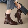 Women Short Boots 2024 Winter New PU Leather Thick Sole British Style Comfort Fashion Ankle Boots Street Walking Casual Shoes