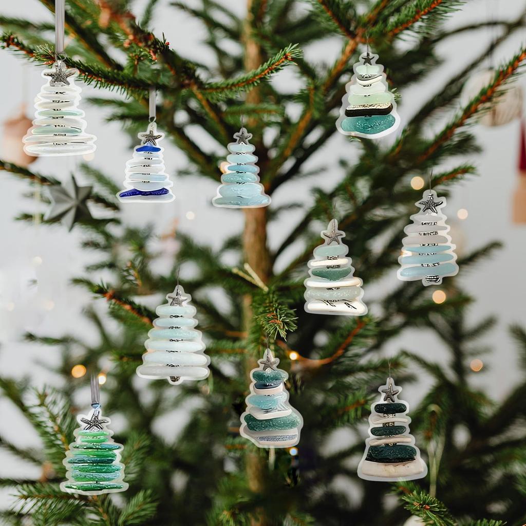 Sea Glass Christmas Tree Advent Calendar Sea Glass Art Christmas Tree Pendant Decoration Crafts Christmas Advent Calendars