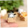 4pcs Cartoon Poor Box Cat Ornament Model Small Statue Car Crafts Fairy Garden Figure Ornament DIY Miniature