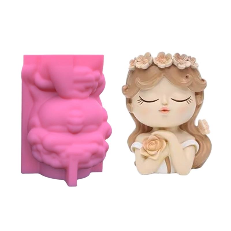 Flower Pot Silicone Mold Angel Girl Succulent Planter Concrete Mold DIY Craft Resin Epoxy Mold DIY Pen Holder Decoration