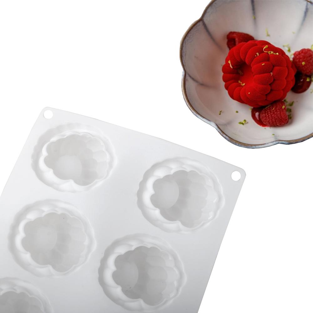 6-cavity Raspberry Mousse Silicone Mold, in the French  style Raspberry Shape for Chocolate Desserts and Baking