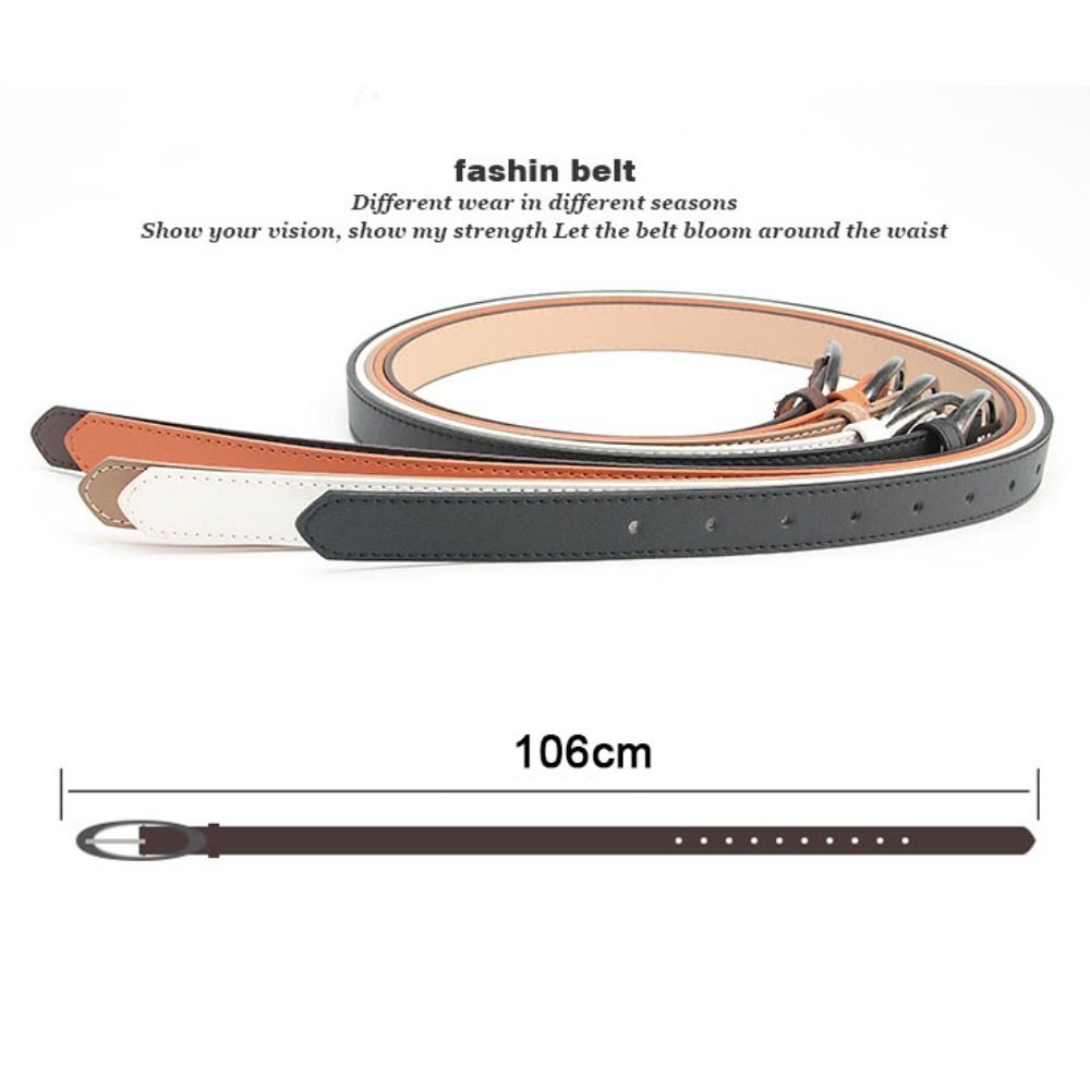 Fashion PU Leather Belt Alloy buckle Elliptical Buckle Waistband Thin Jeans Belt Women