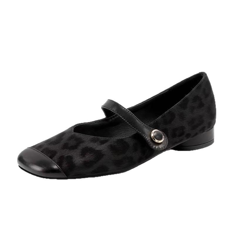 Маленькие кожаные туфли Мэри Джейн с леопардовым принтом, женские, новые весенне-осенние туфли Doudou в ретро-стиле, туфли-одинарки на скрытой платформе
