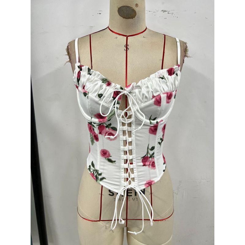 Cross-Border Sexy Stitching Tied Sexy Street Shot Fishbone Sling Fancy Inner Wear Blouse Fishbone Bra
