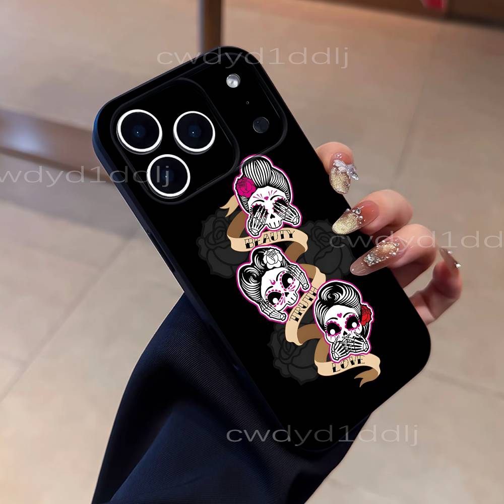 Mexican Catrina Skull Girls Phone Case For iPhone 17,16,15,11,12,14,13 Pro Max Mini XS,XR,7 Plus 16E Air Soft Covers Fundas