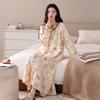 Pure Cotton Women'S Nightgown Spring And Autumn Long-Sleeved Medium And Long Skirt Loose, Sweet And Cute, Can Be Worn Outside Loungewear