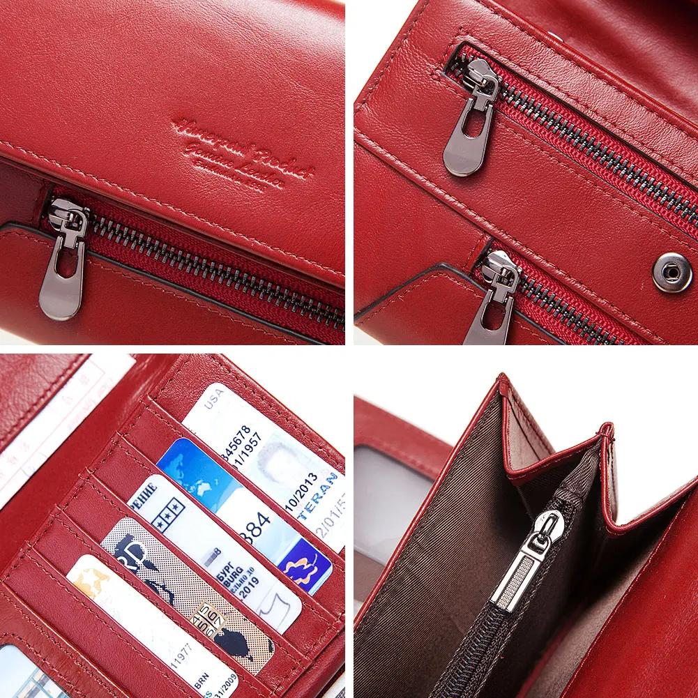 Модный женский кошелек из натуральной кожи с RFID-защитой, трехскладной держатель для кредитных карт, роскошный длинный женский клатч-кошелек для женщин