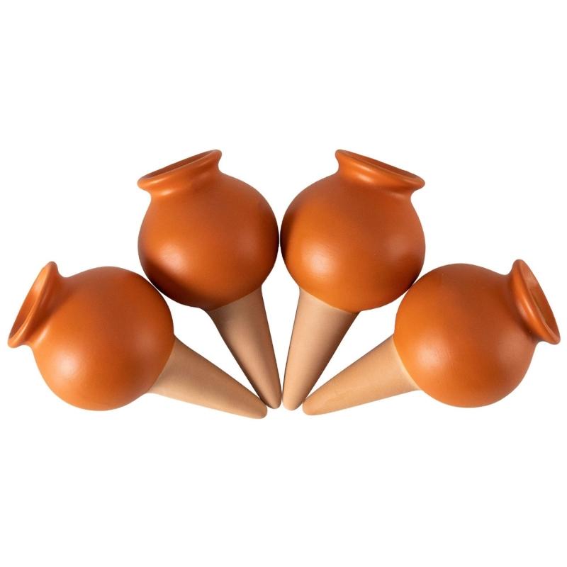 4Pcs Small Wine Bottle Automatic Plant Dripper Terracotta Potted Plant Watering for Indoor Outdoor Garden Yard Warering