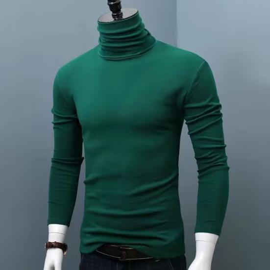 Men Turtleneck Top Long Sleeve Base Shirt Slim Fit Pullover Casual Warm Tee for Fall Winter Daily Wear Home Office