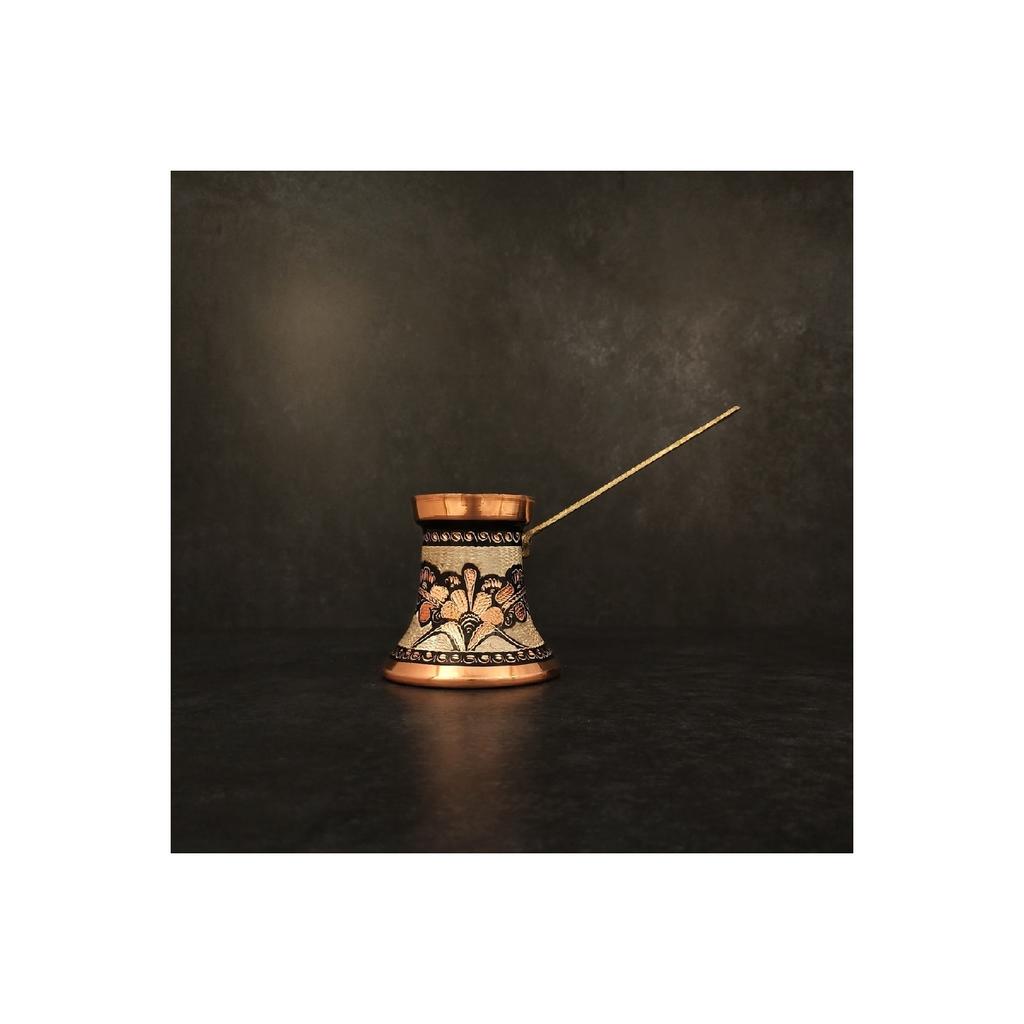 Вышитый вручную луженый толстый медный кофейник ручной работы