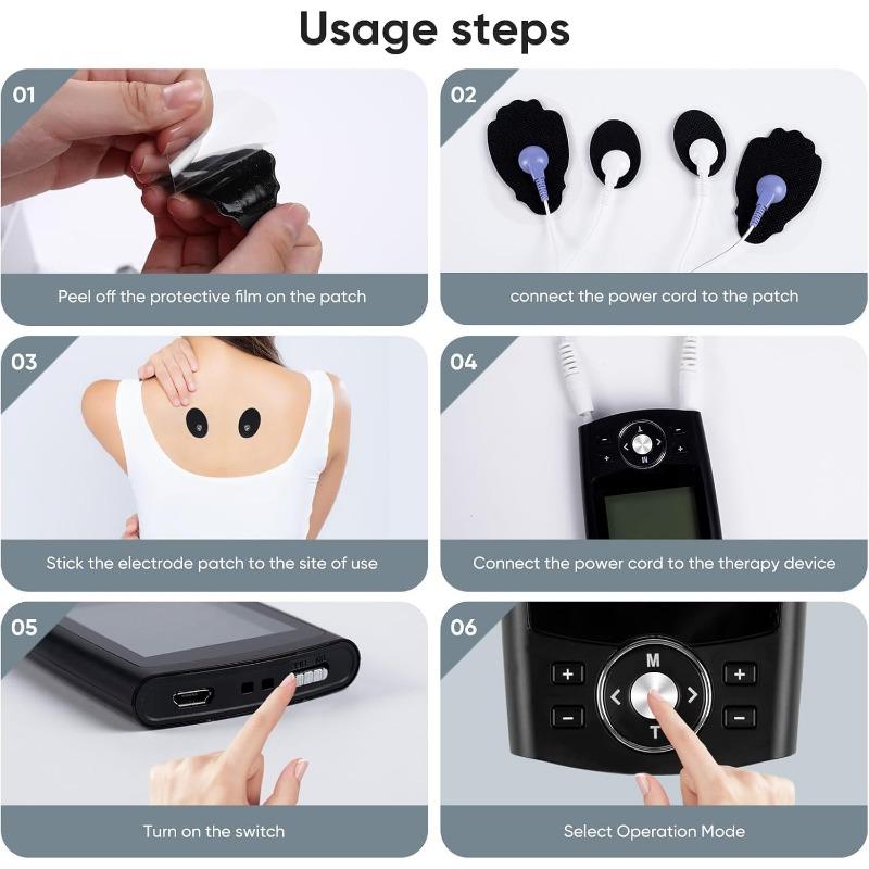 Цифровой TENS/EMS аппарат с 36 режимами, 10 электродными накладками, устройством для электрической стимуляции, перезаряжаемый, с 2 каналами, стимулирующий ток 3-в-1