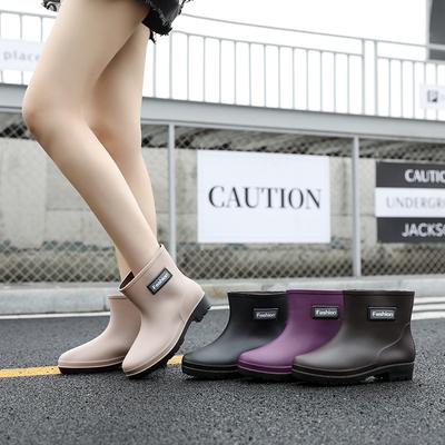 Женская обувь для дождя короткая труба плоская нескользящая обувь для воды плоские резиновые сапоги теплые короткие резиновые сапоги
