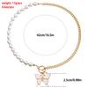 Foreign Trade Special Jewelry, Temperament Imitation Pearl Bead Splicing Aluminum Chain Necklace Jewelry, White Imitation Fritillary Butterfly
