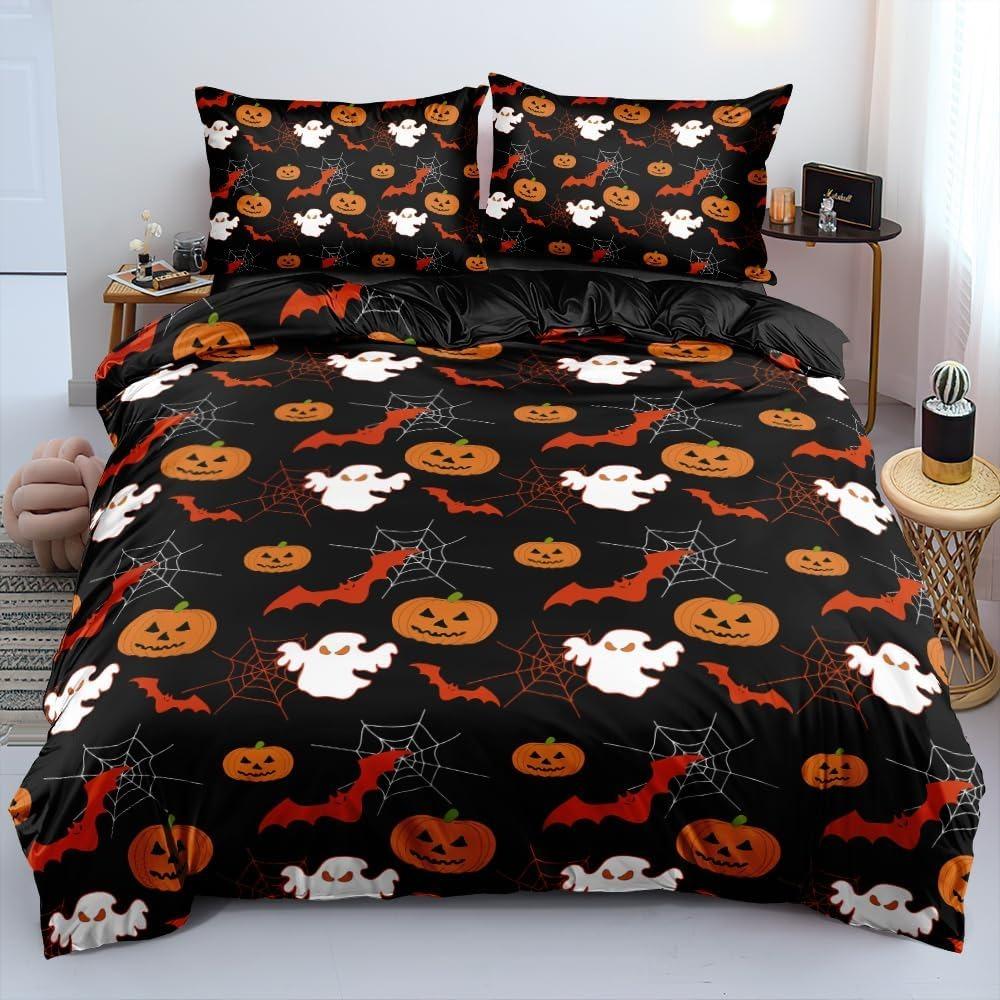 3D Printed Gothic Skull Rose Microfiber Duvet Cover Soft and Comfortable 3-piece Bedding Set with Zipper and 2 Pillowcases