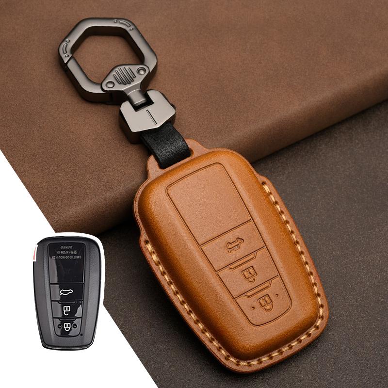 Кожаный чехол-брелок для ключей для Toyota Camry Corolla FJ Land Cruiser RAV4 Prius Sienna Prado CHR Avalon GT86 Защитный брелок