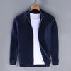 Men's Solid Color Sweater Half Turtleneck Zipper Cardigan Knit Jacket