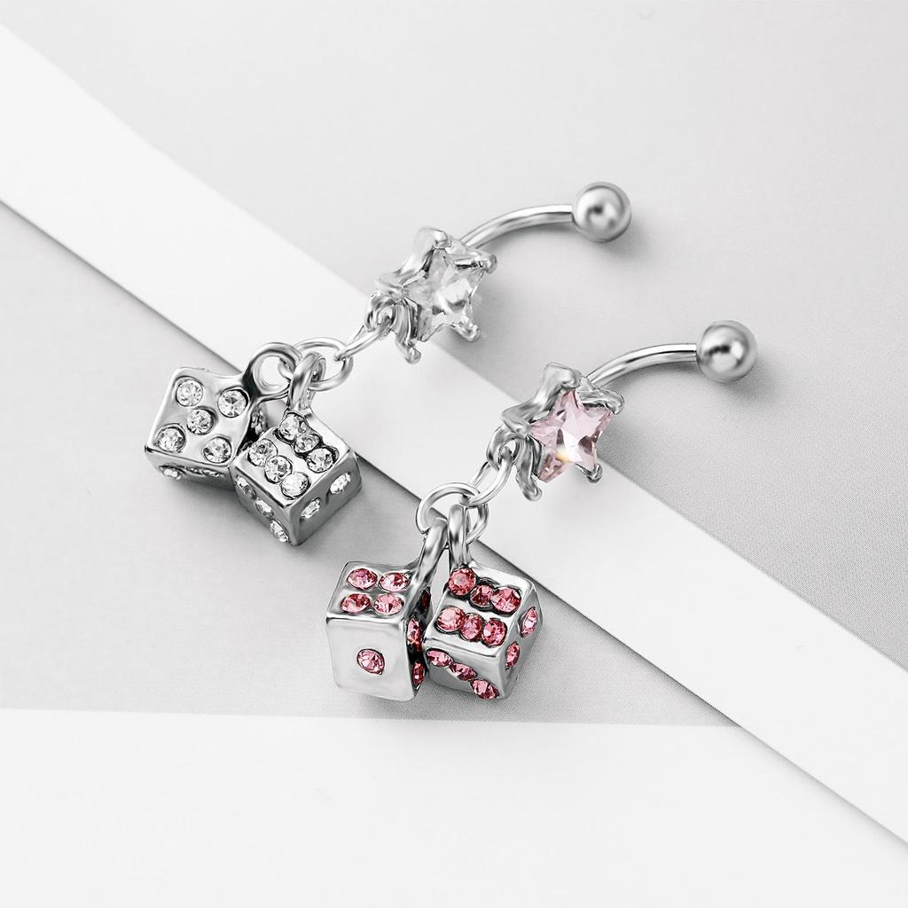 Кольцо для пупка из нержавеющей стали с подвеской в виде бриллиантовой звезды