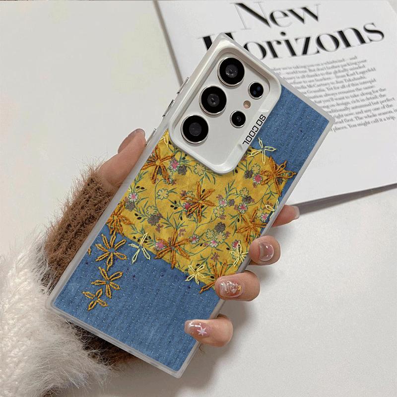 Мягкий чехол для телефона с ретро-джинсовым узором для Samsung Galaxy S24 S25 FE S26 Edge S23 Ultra S22 Plus S21 + Ударопрочная задняя крышка