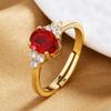 European-American High-End Adjustable Women's Ring with Colored Zircon, Light Luxury Style