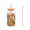 Color Changing Christmas Cups,Christmas Iced Coffee Glass Cups with Lids and Straw White Elephants Gift Drinking Glasses