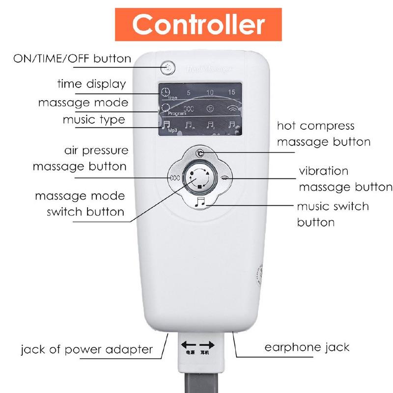 Электрический массажер головы, давление воздуха, вибрация, релаксация, музыкальный шлем, массажер, акупунктурные точки, физиотерапия