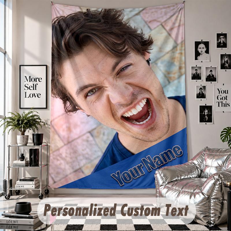 Wall Hanging Tapestry With Custom Name & Text, Harry Styles Decorative Tapestry For Bedroom