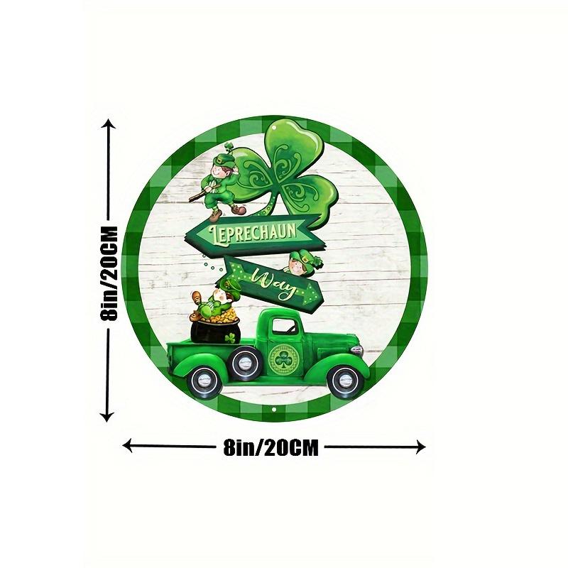 Деревянный 1 шт 8x8 дюймов Wood St. Знак в виде венка ко Дню Святого Патрика, круглый знак в виде венка, подвесной знак ко Дню Святого Патрика для двери, стены, дома, комнаты, фермерского дома, улицы
