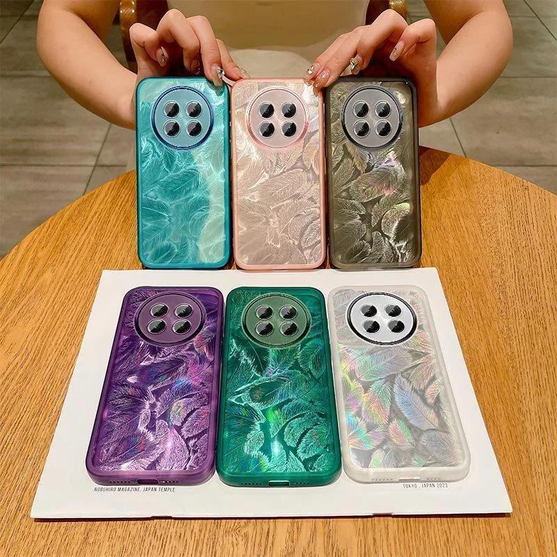 For Honor 200 Smart 5G 200 Lite Luxury Feather Glitter Soft Silicone Case for Honor X7C 4G X9C X60pro Lens Camera Protection Film Clear Bumper