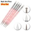 5Pcs/Set Stainless Steel Nail Art Pen 2 Ways Dotting Tool Durable Marbleizing Painting Pens