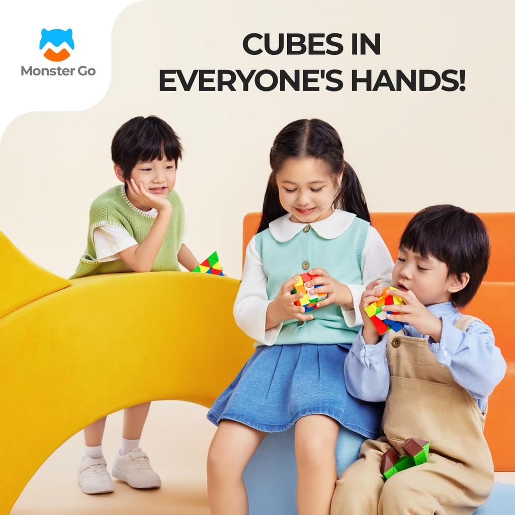 Магнитный кубик Рубика 3x3 Monster Go EDU Go Оригинальный продукт с обслуживанием Образовательный кубик-головоломка для детей и (Гарантия «Монстр» после продажи,