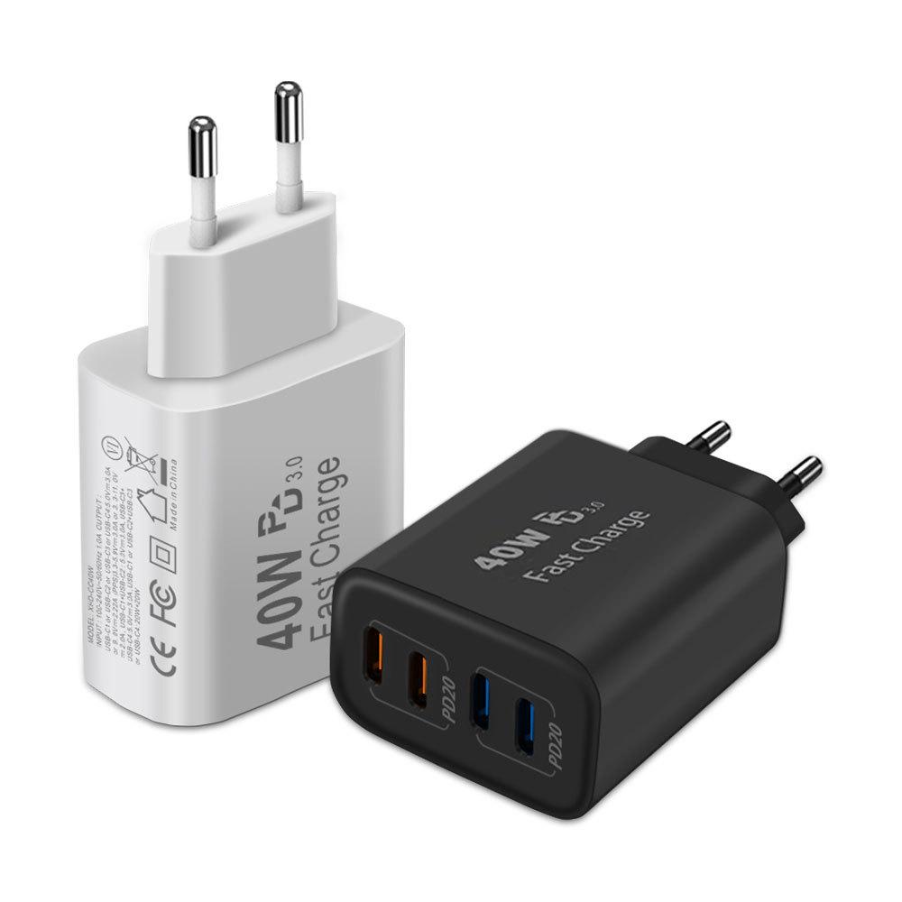 PD40W Европейская многопортовая зарядная головка USB-C Подходит для зарядного устройства для мобильных телефонов Samsung и Apple