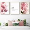 Pink Peony Canvas Painting Poster and Print Flower Letter Quote Nordic Wall Art Floral Picture Bedroom Decor Home Decoration Art