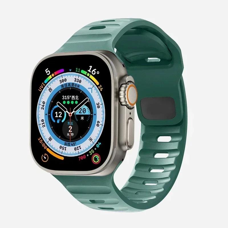Мягкий силиконовый ремешок для Apple Watch Band Ultra 2, 49 мм, 44 мм, 45 мм, 42 мм, 41 мм, 42 мм, спортивный ремешок для часов iwatch Serise 5, 6, 7, 8, 9, браслет