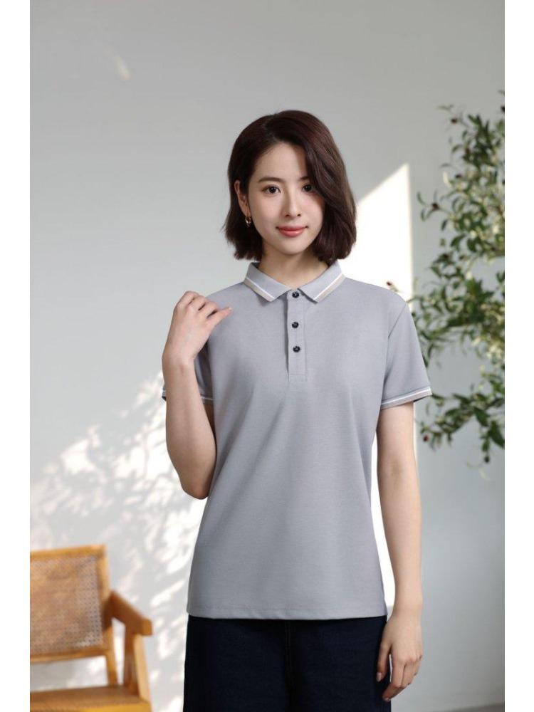 Женская и мужская однотонная футболка летняя с лацканами и короткими рукавами YG-2251/252