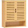 Bathroom Wall Cabinet Wall Mounted Bathroom Cabinet With 2 Louvered Doors Open Shelf And Adjustable Shelf Storage