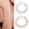 Women Rhinestone Inlaid Flower Snowflake Elegant Wedding Bridal Bracelet Gift
