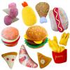 Dog Plush Toys Set: Realistic Hamburger, Fries, and Chicken Leg Chew Toys – Bite-Resistant & Durable with Lifelike Hair Rope.