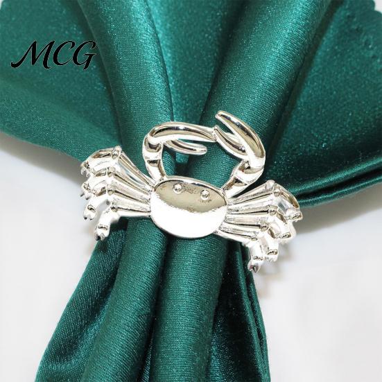 Fade Resistant Napkin Rings Crab Ring, Reusable Metal Holder, Coastal Sea Life Holder for Summer Gatherings Beach House Parties Wedding Decor
