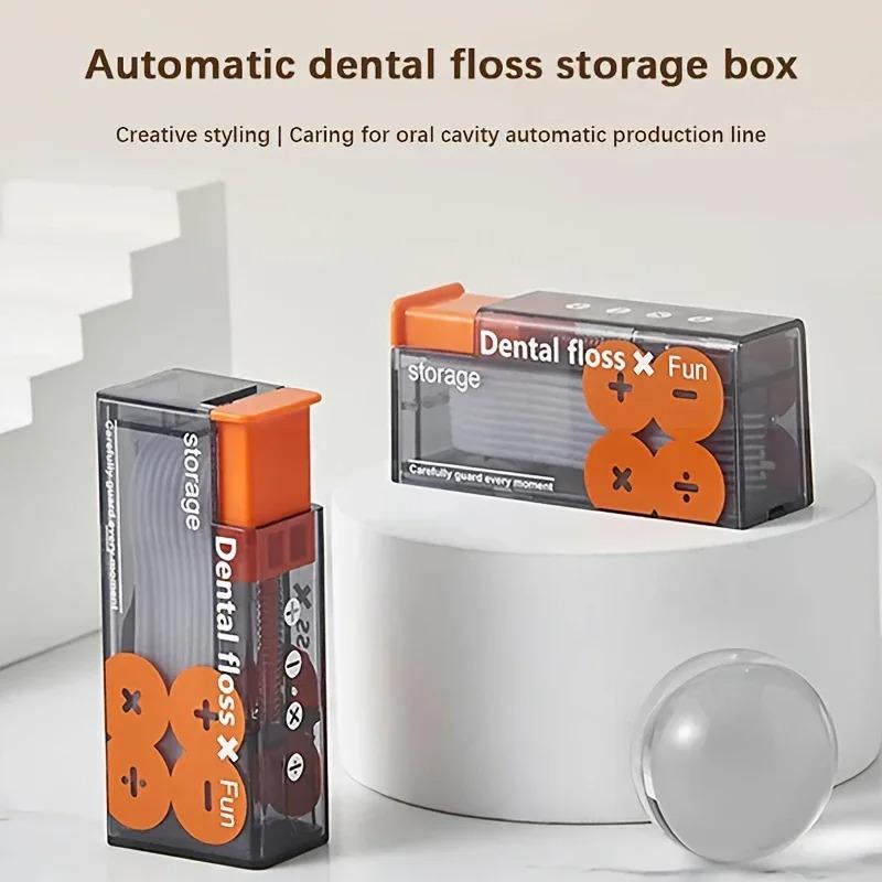 Automatic Pop-up Dental Floss Dispenser with 10 Refills - Hygienic One-Touch Storage Box for Oral Care, Portable Travel Case
