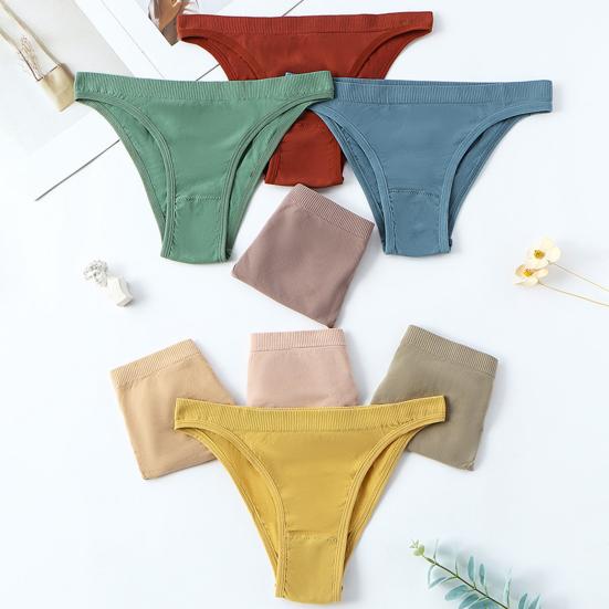 Women Thongs Low Waist Seamless Solid Color High Elasticity Anti-septic Soft Breathable Briefs Intimate Clothes