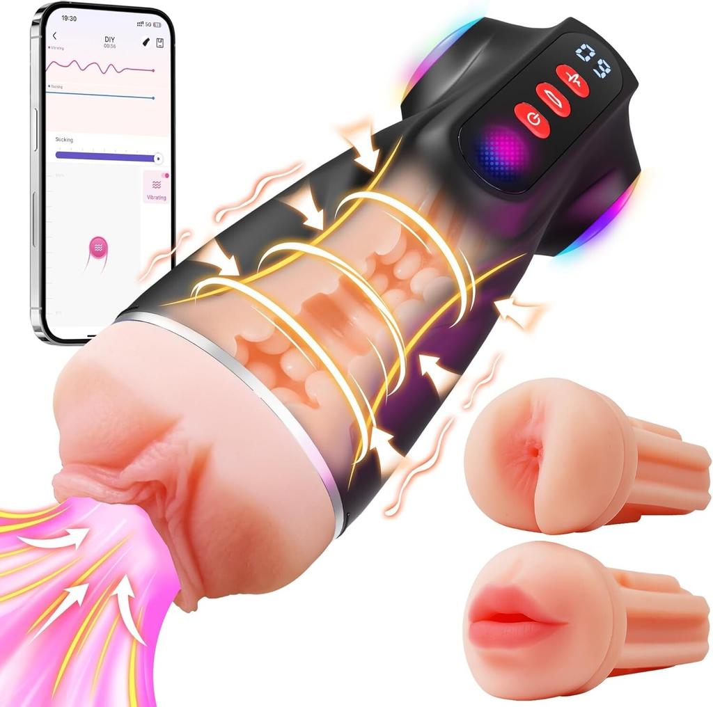 Автоматический Мужской Мастурбатор с Управлением через Приложение 9 Режимов Всасывания, Вибрации, Толчков Мужские Секс-Игрушки Насос для Пениса Взрослый Строкер для Орального Секса