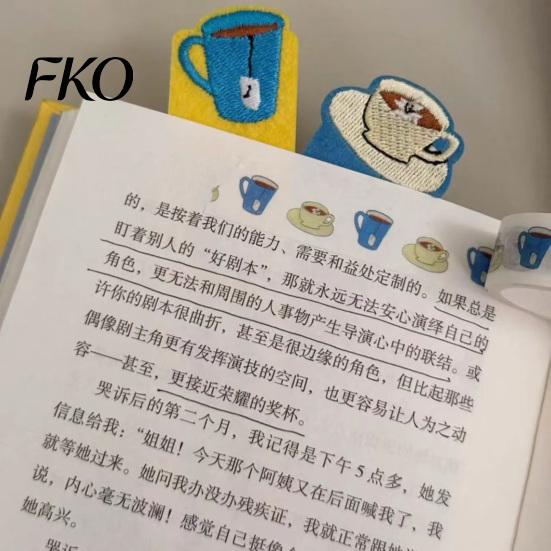 Felt Bookmark Handmade Embroidered Bookmark, Coffee Cup Book Page Marker, Lint-free Reading Accessories for Men Women Lovers Scrapbook