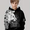Толстовка с капюшоном для мальчиков с 3D-принтом - пуловер с контрастным черно-белым узором, толстовка для улицы с длинным рукавом