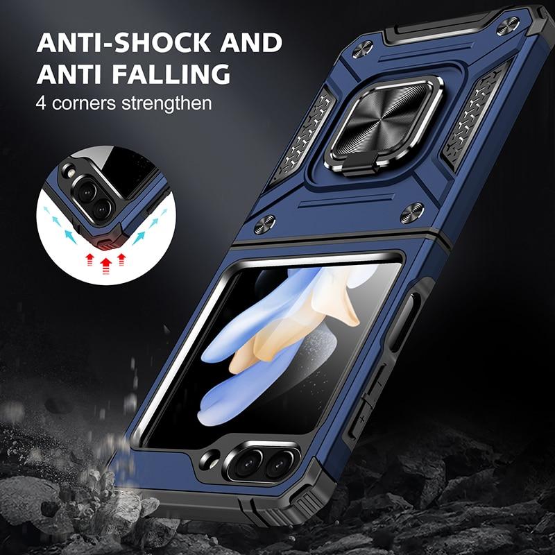 Anti-Drop Folding Armor Cover Stand Case for Samsung Galaxy Z Flip 5 Flip5 5G Non-Slip Cell Phone Bag