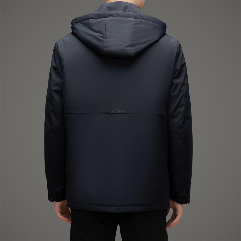 Белая утиная пуховая куртка мужская средней длины, утолщенная и теплая, съемная, для пап среднего возраста, зимняя куртка