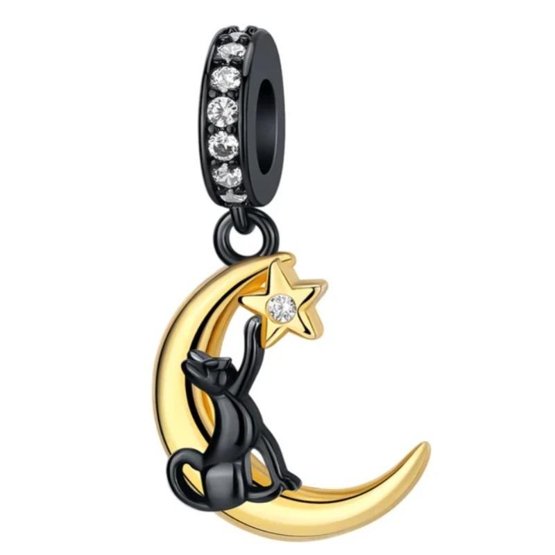 Sparkling Copper Stars Moon Sun Flower Earrings Dangle Charm Beads Fit Original Bracelets Diy Cultural Jewelry Gift