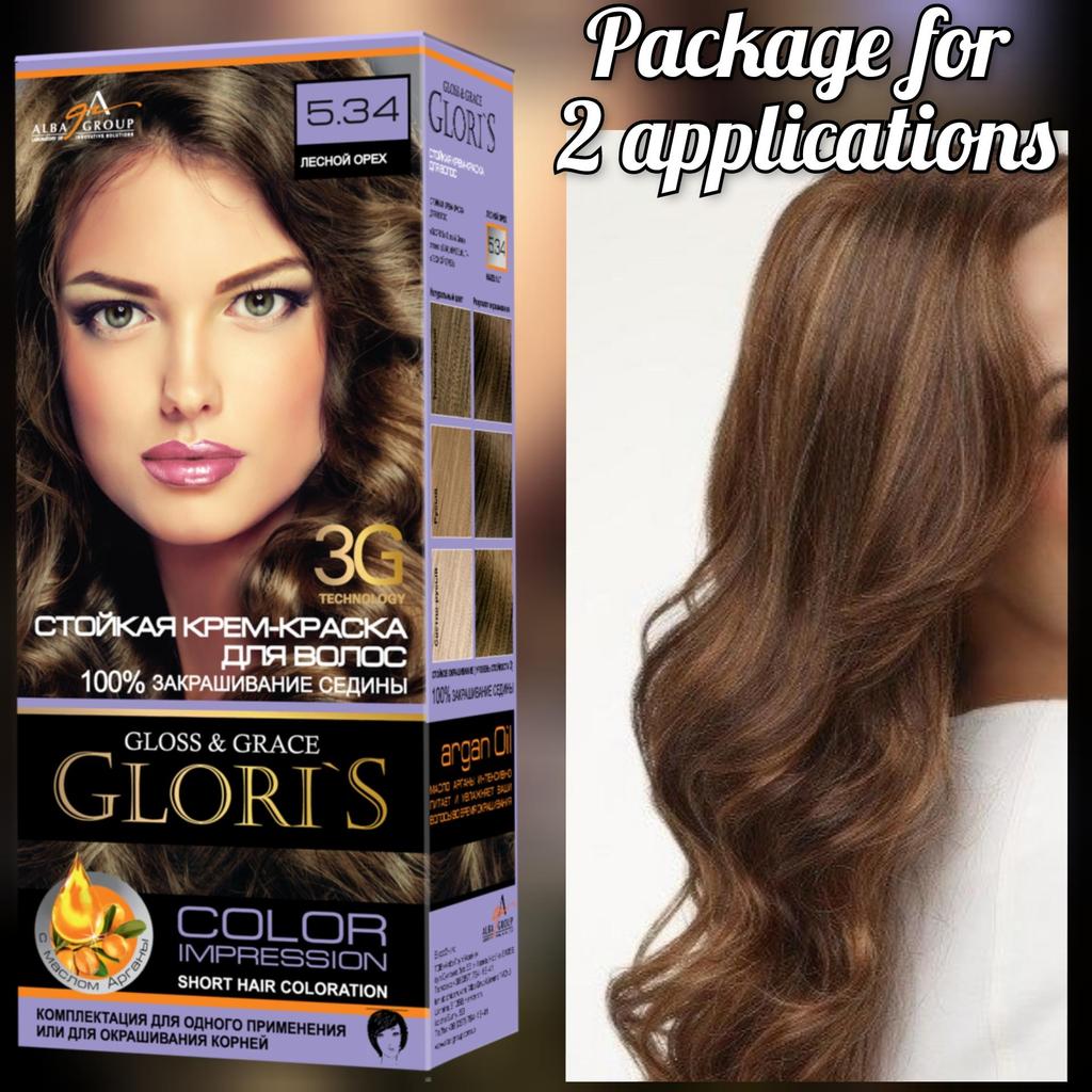 Крем-краска для волос тон: 5.34, лесной орех; для 2х применений.