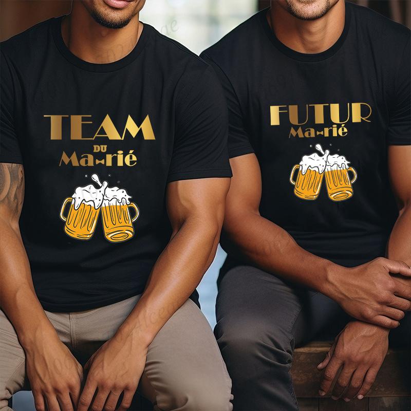 French Evg Future Team Groom Best Man T Shirt Boyfriend Tshirt Fashion Beer Graphic Y2k Tops Single Farewell Bachelor Party Tees
